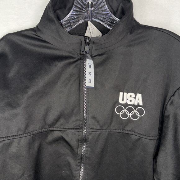 USA Olympics Jacket Mens Med Black Team USA Full Zip Olympic Committee Warm Up - Picture 2 of 11